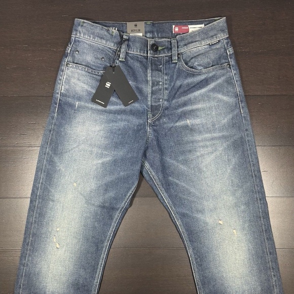 G Star Raw 3301 Size 29 X 30 13oz Slim Stretch Japanese Selvedge Destroyed Jeans